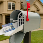 Deluxe Large Mailbox - Gray - With MyMailCrate Sliding Mailbox Tray, Mailbox Insert, Extender