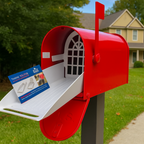 Deluxe Large Mailbox - Red - With MyMailCrate Sliding Mailbox Tray, Mailbox Insert, Extender