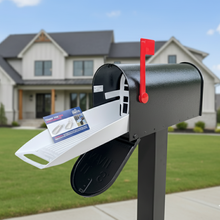 Standard Large Mailbox - Black - With MyMailCrate Sliding Mailbox Tray, Mailbox Insert, Extender