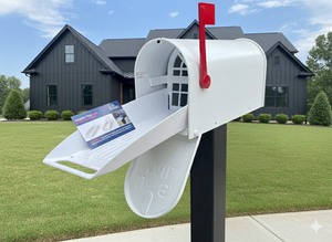 Deluxe Large Mailbox - White Textured - With MyMailCrate Sliding Mailbox Tray, Mailbox Insert, Extender