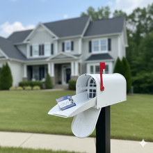 Standard Large Mailbox - White - With MyMailCrate Sliding Mailbox Tray, Mailbox Insert, Extender