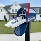 Deluxe Large Mailbox - Blue - With MyMailCrate Sliding Mailbox Tray, Mailbox Insert, Extender