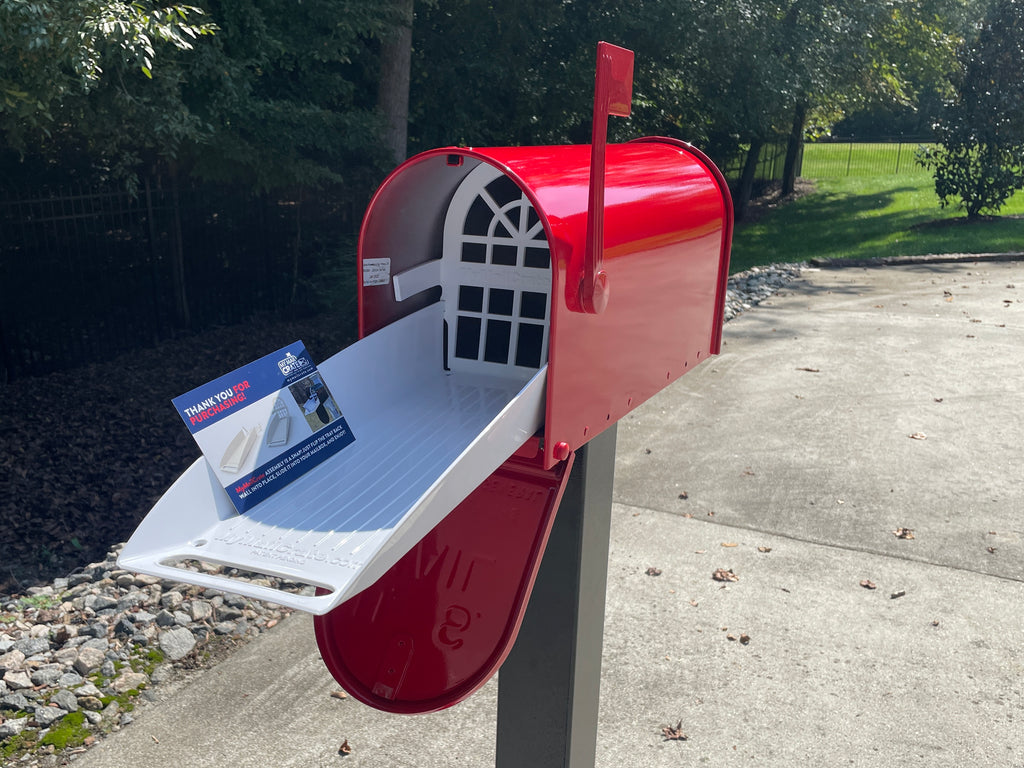 Deluxe Large Mailbox - Red - With MyMailCrate Sliding Mailbox Tray, Mailbox Insert, Extender