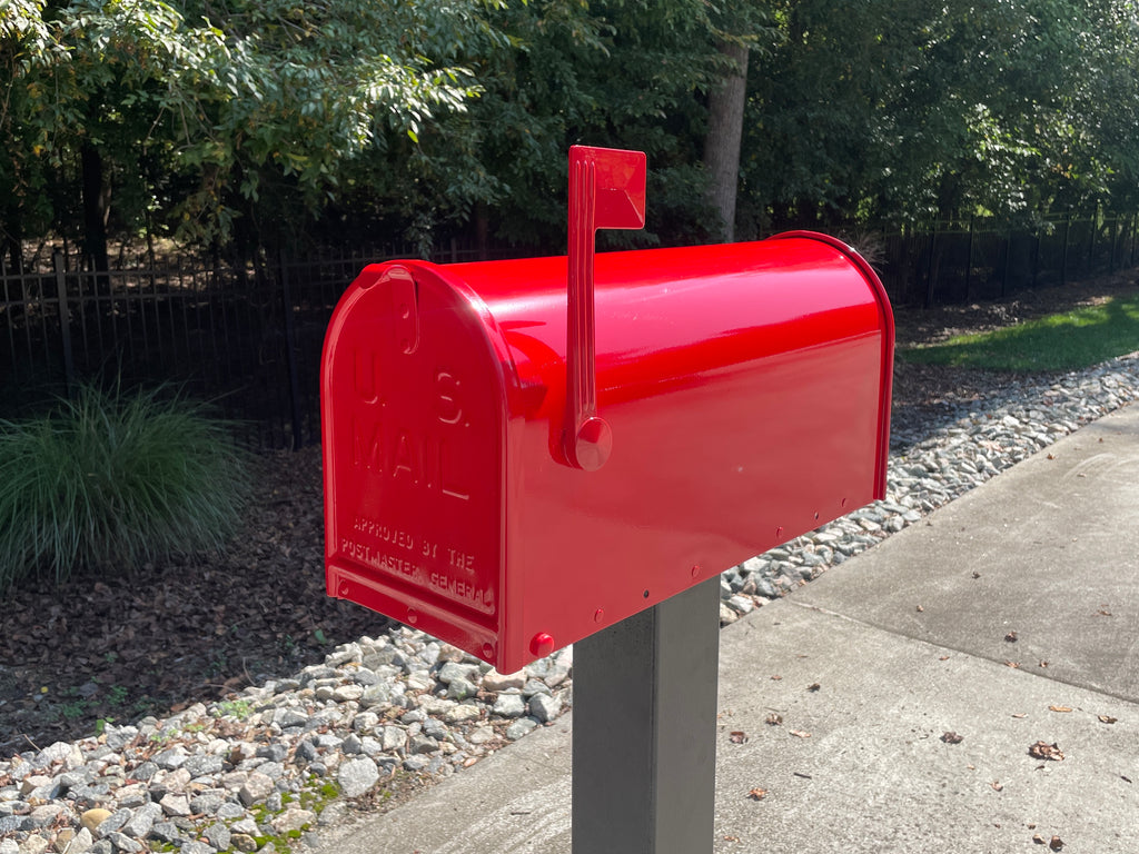 Deluxe Large Mailbox - Red - With MyMailCrate Sliding Mailbox Tray, Mailbox Insert, Extender