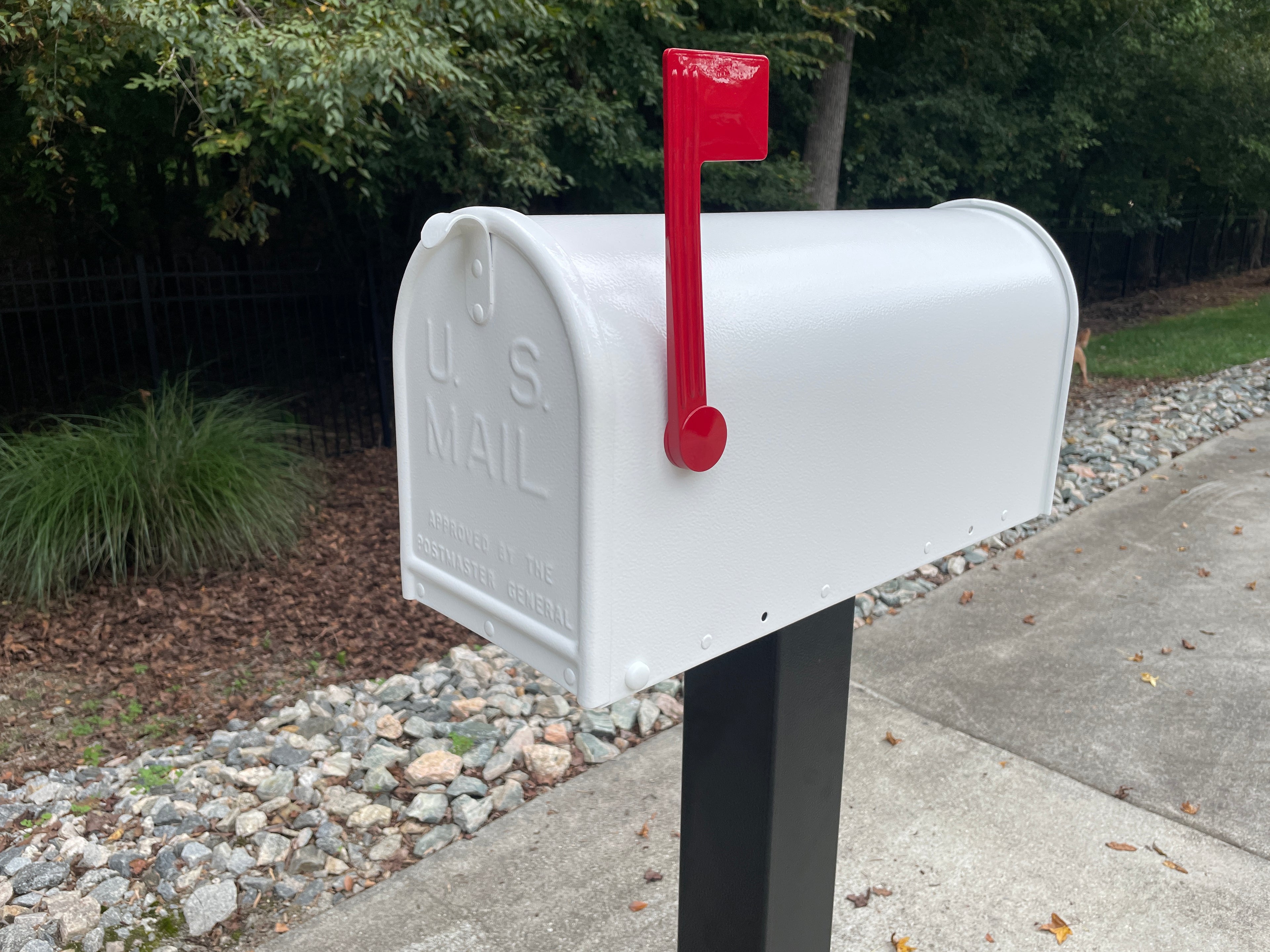 Deluxe Large Mailbox - White Textured - With MyMailCrate Sliding Mailbox Tray, Mailbox Insert, Extender