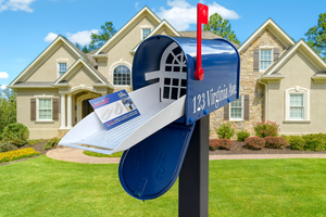 Deluxe Large Mailbox - Blue - With MyMailCrate Sliding Mailbox Tray, Mailbox Insert, Extender