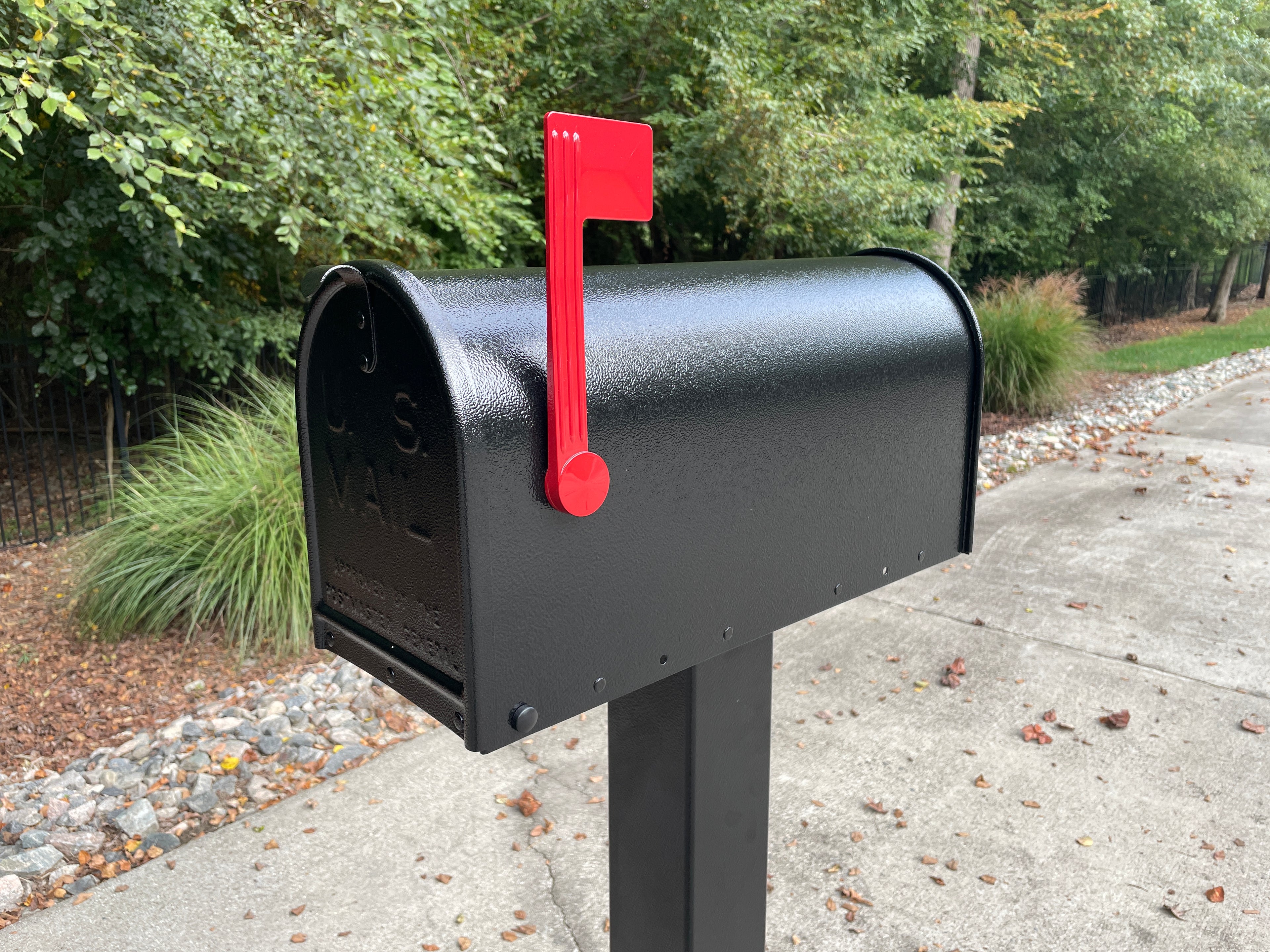 Deluxe Large Mailbox - Black Textured - With MyMailCrate Sliding Mailbox Tray, Mailbox Insert, Extender