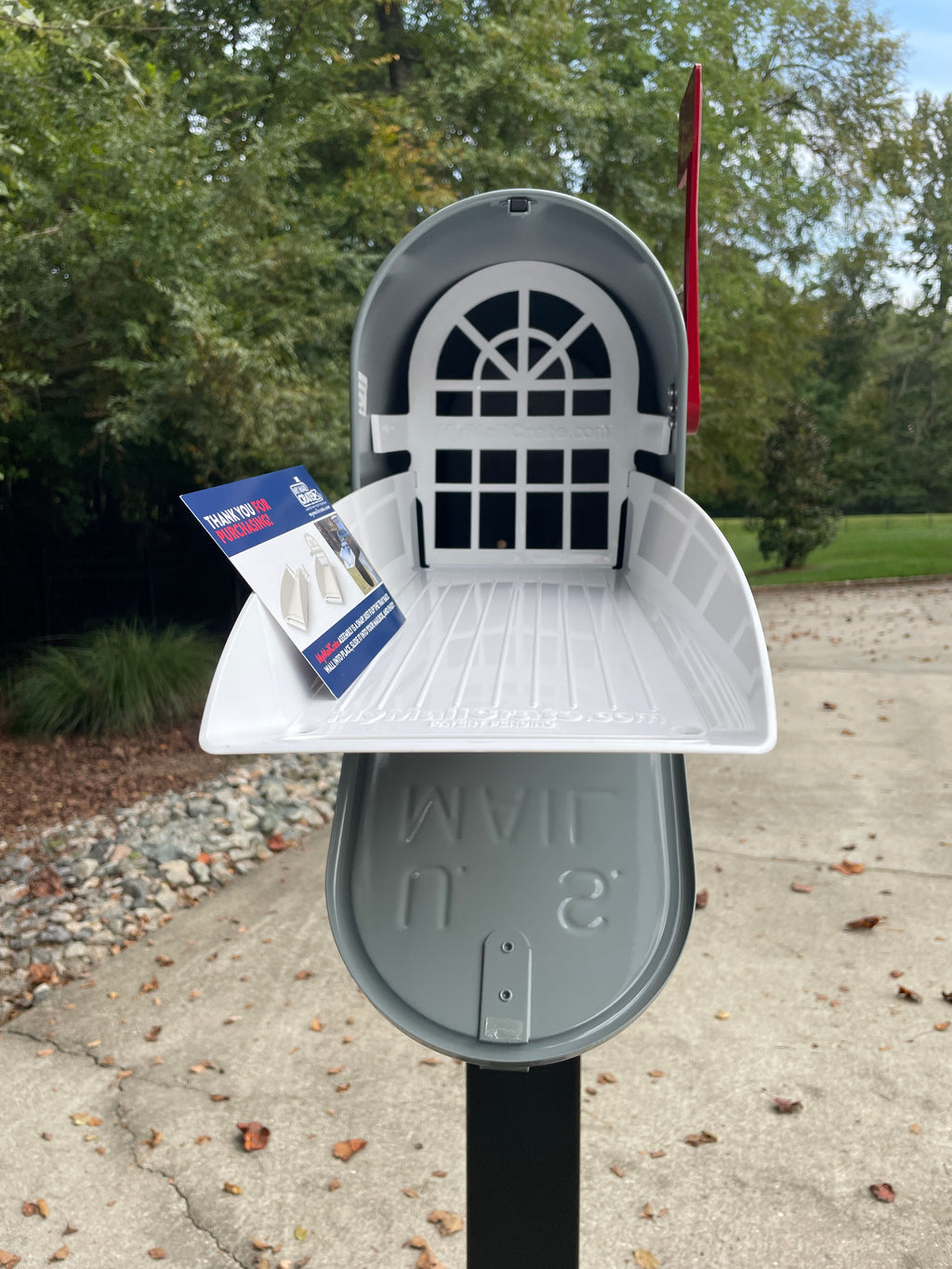 Deluxe Large Mailbox - Gray - With MyMailCrate Sliding Mailbox Tray, Mailbox Insert, Extender