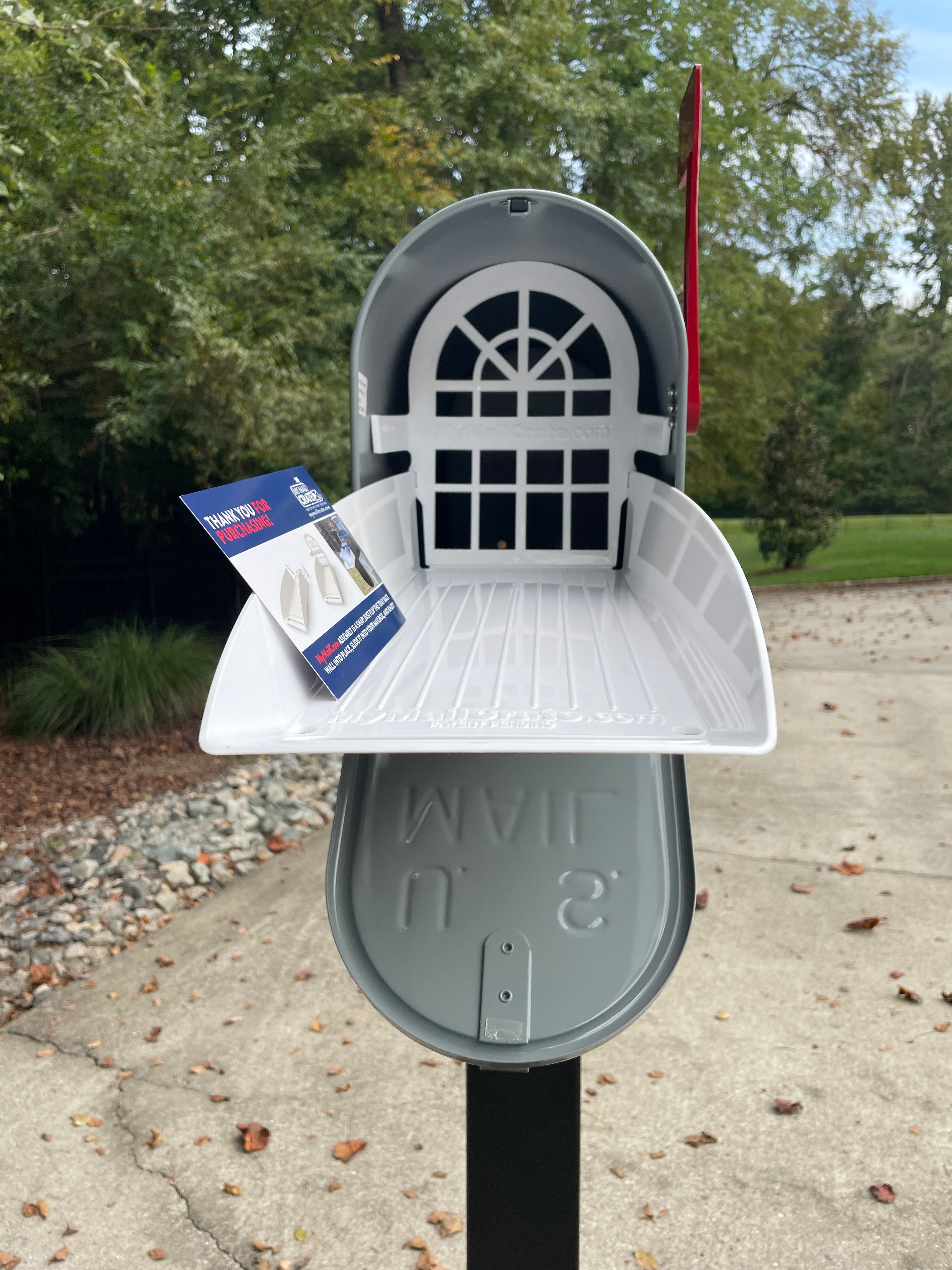 Deluxe Large Mailbox - Gray - With MyMailCrate Sliding Mailbox Tray, Mailbox Insert, Extender