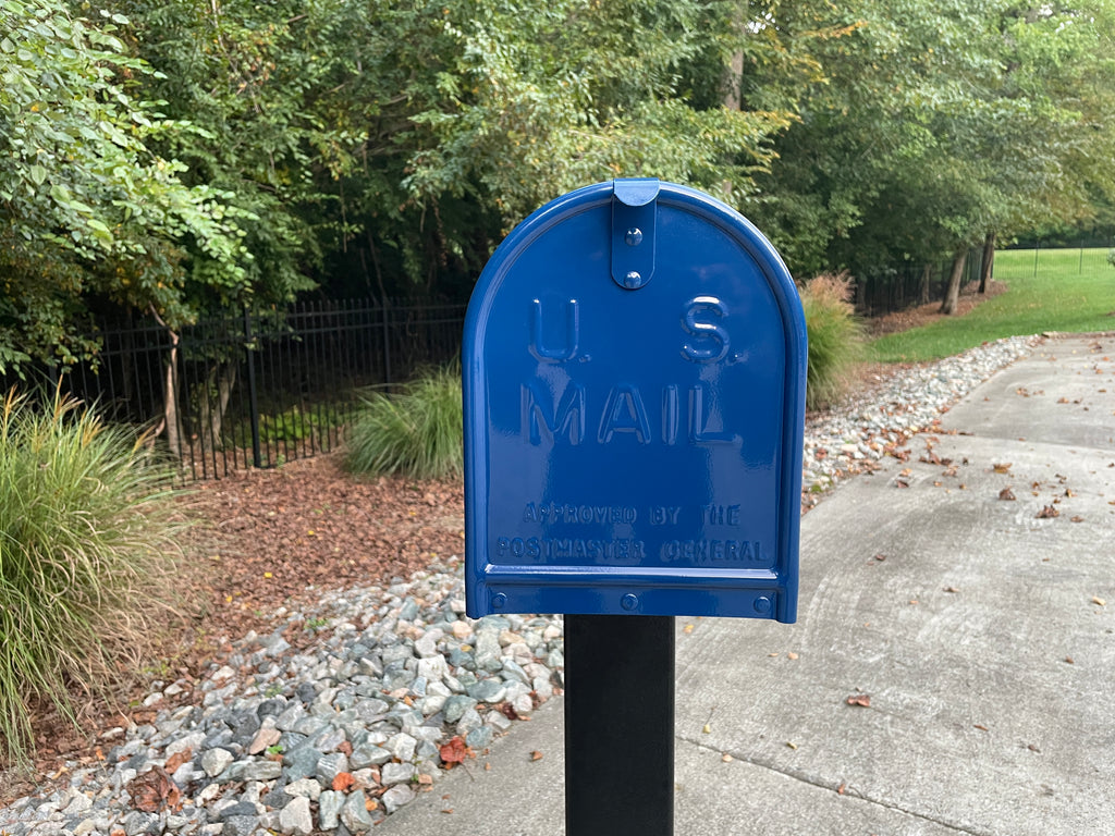 Deluxe Large Mailbox - Blue - With MyMailCrate Sliding Mailbox Tray, Mailbox Insert, Extender