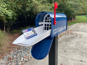 Deluxe Large Mailbox - Blue - With MyMailCrate Sliding Mailbox Tray, Mailbox Insert, Extender