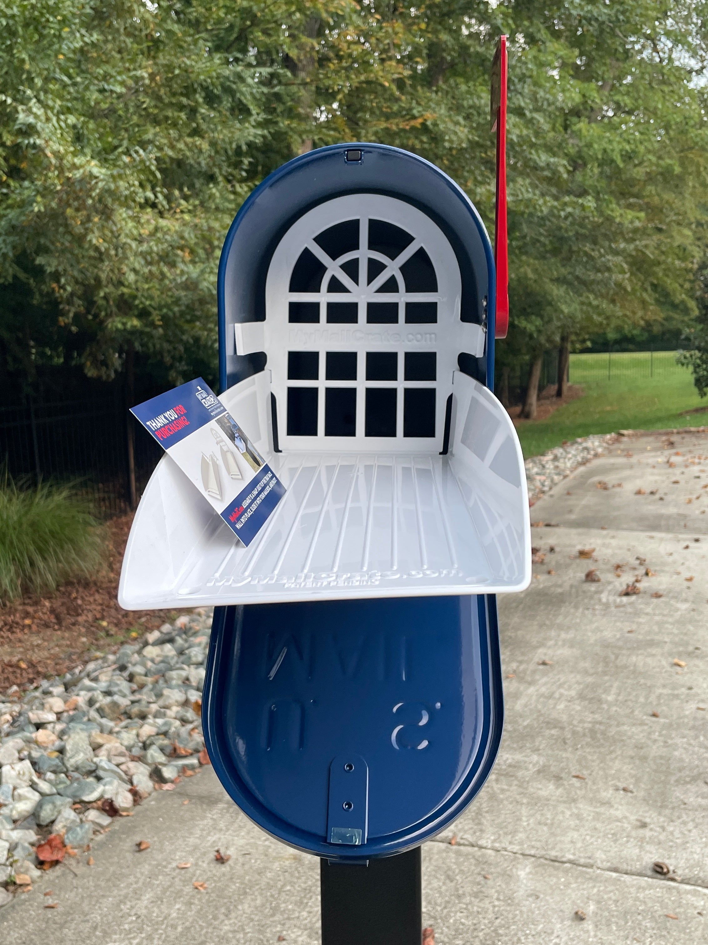 Deluxe Large Mailbox - Blue - With MyMailCrate Sliding Mailbox Tray, Mailbox Insert, Extender