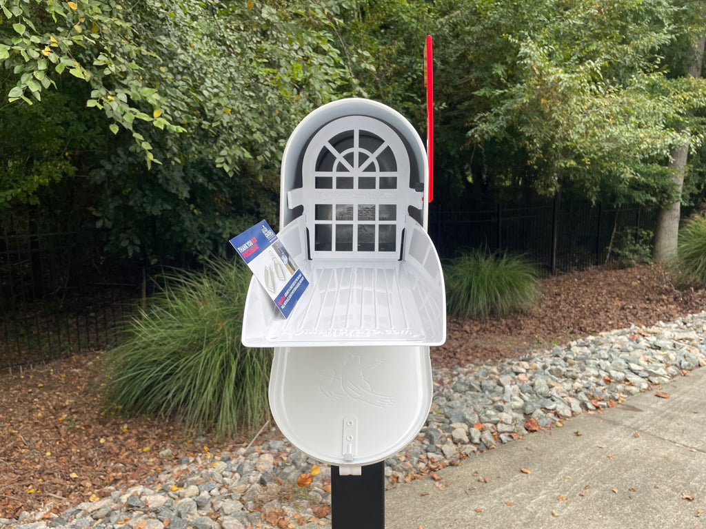 Standard Large Mailbox - White - With MyMailCrate Sliding Mailbox Tray, Mailbox Insert, Extender