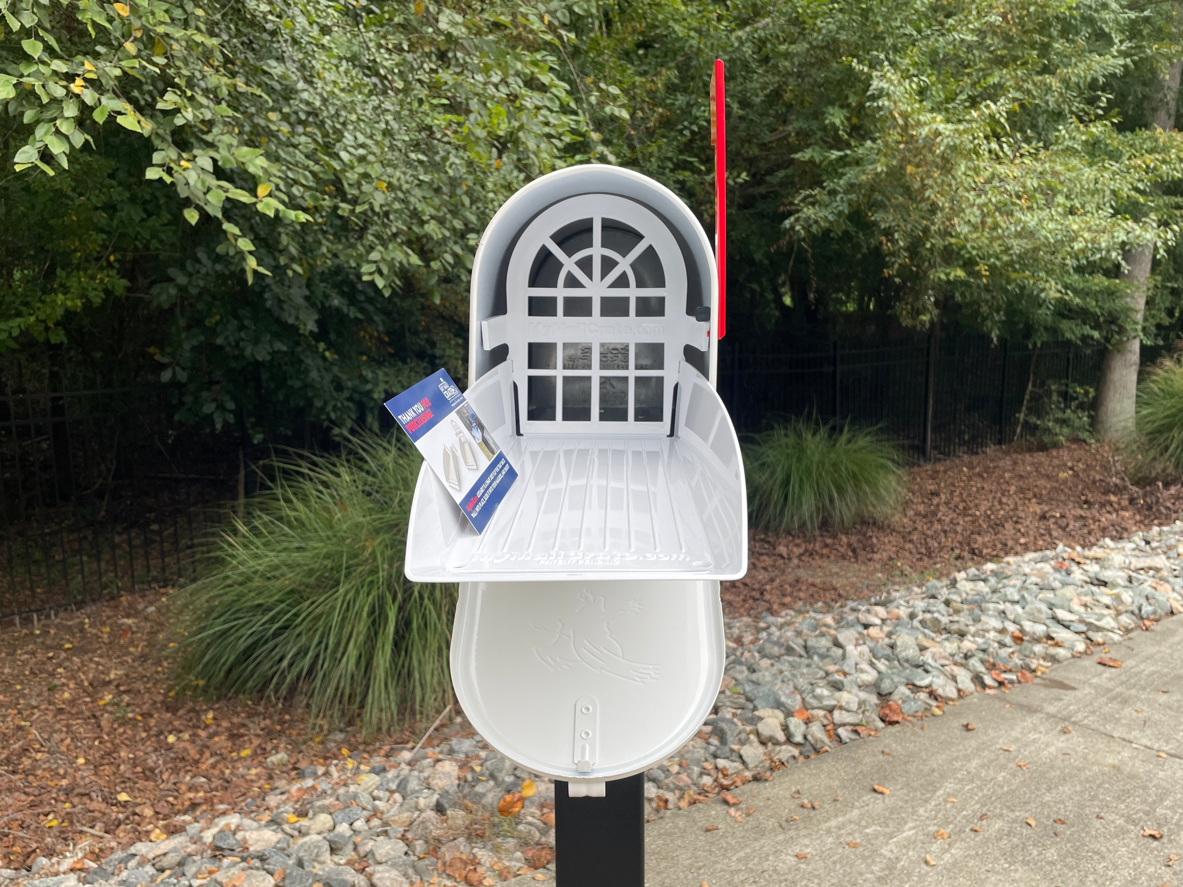 Standard Large Mailbox - White - With MyMailCrate Sliding Mailbox Tray, Mailbox Insert, Extender