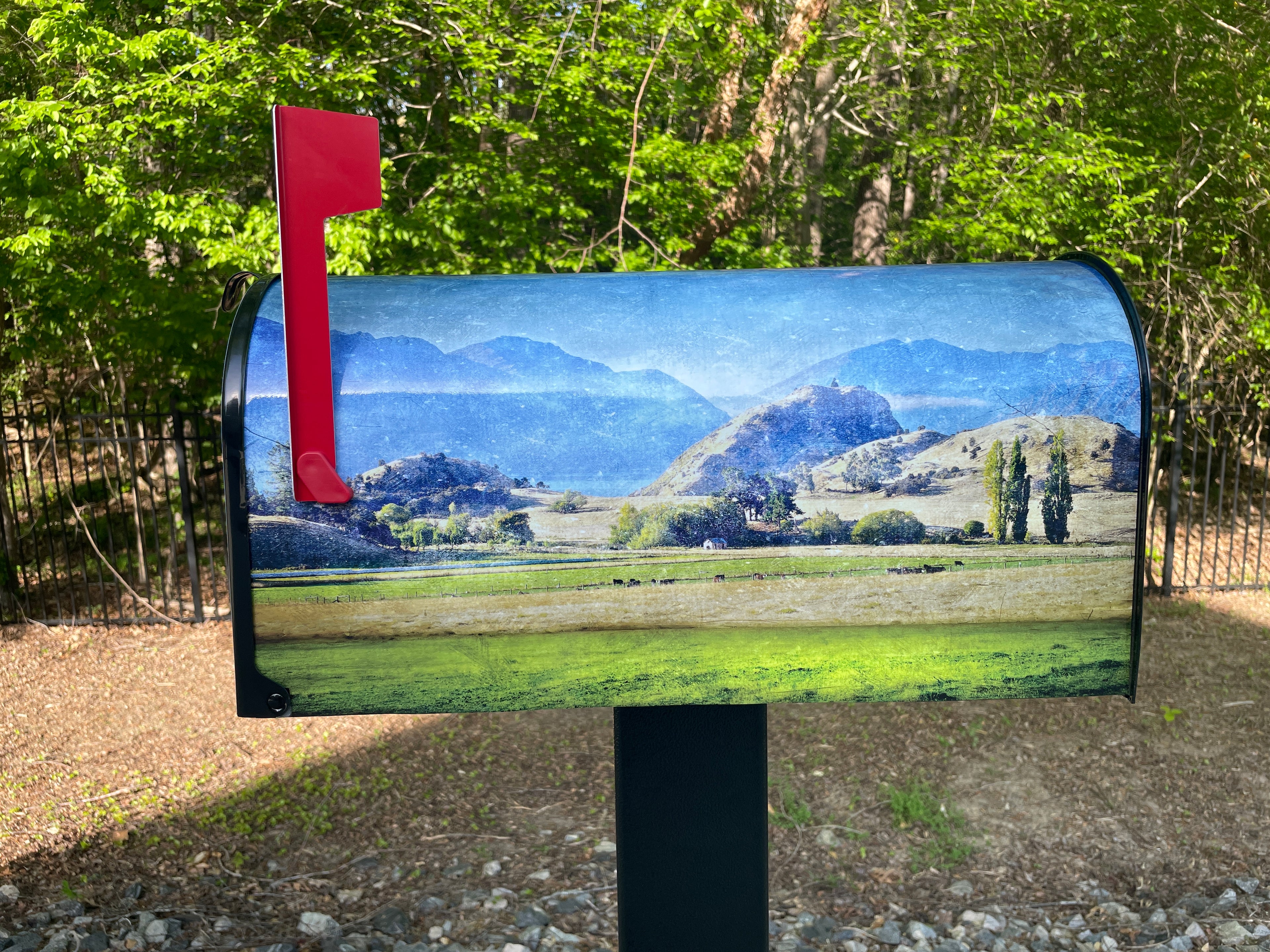 Large Custom Mailbox - Prairie View Art - With MyMailCrate Sliding Mailbox Tray, Mailbox Insert, Extender