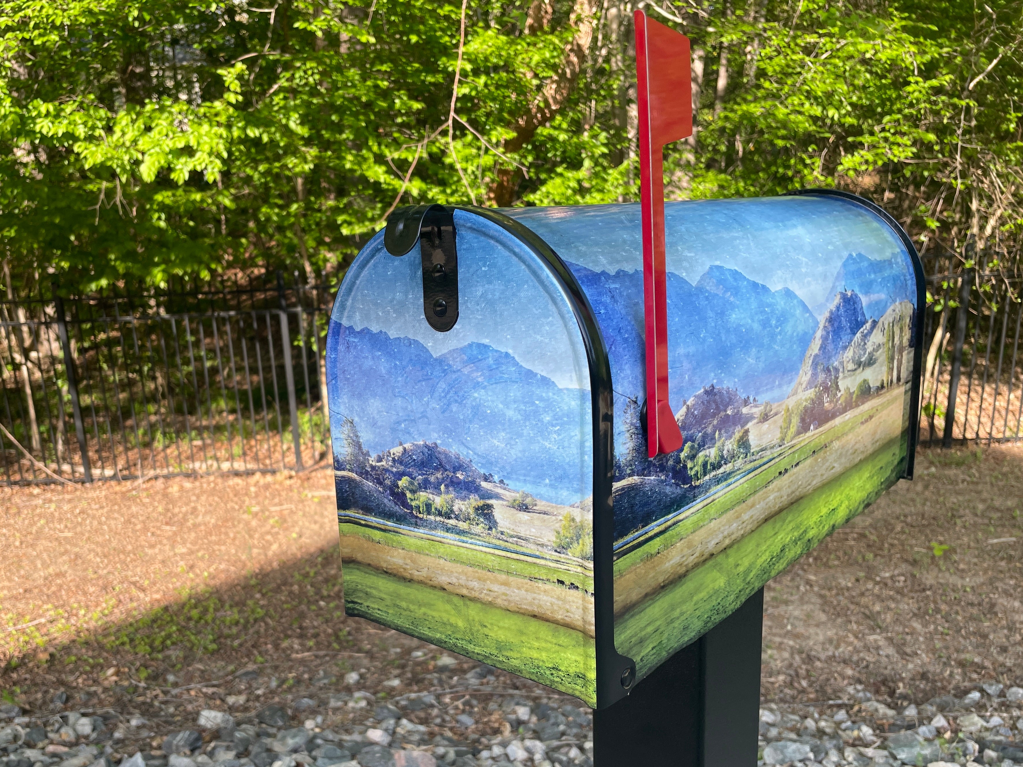 Large Custom Mailbox - Prairie View Art - With MyMailCrate Sliding Mailbox Tray, Mailbox Insert, Extender
