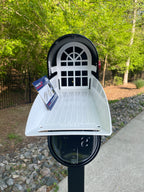 Large Custom Mailbox - Red Barn - With MyMailCrate Sliding Mailbox Tray, Mailbox Insert, Extender