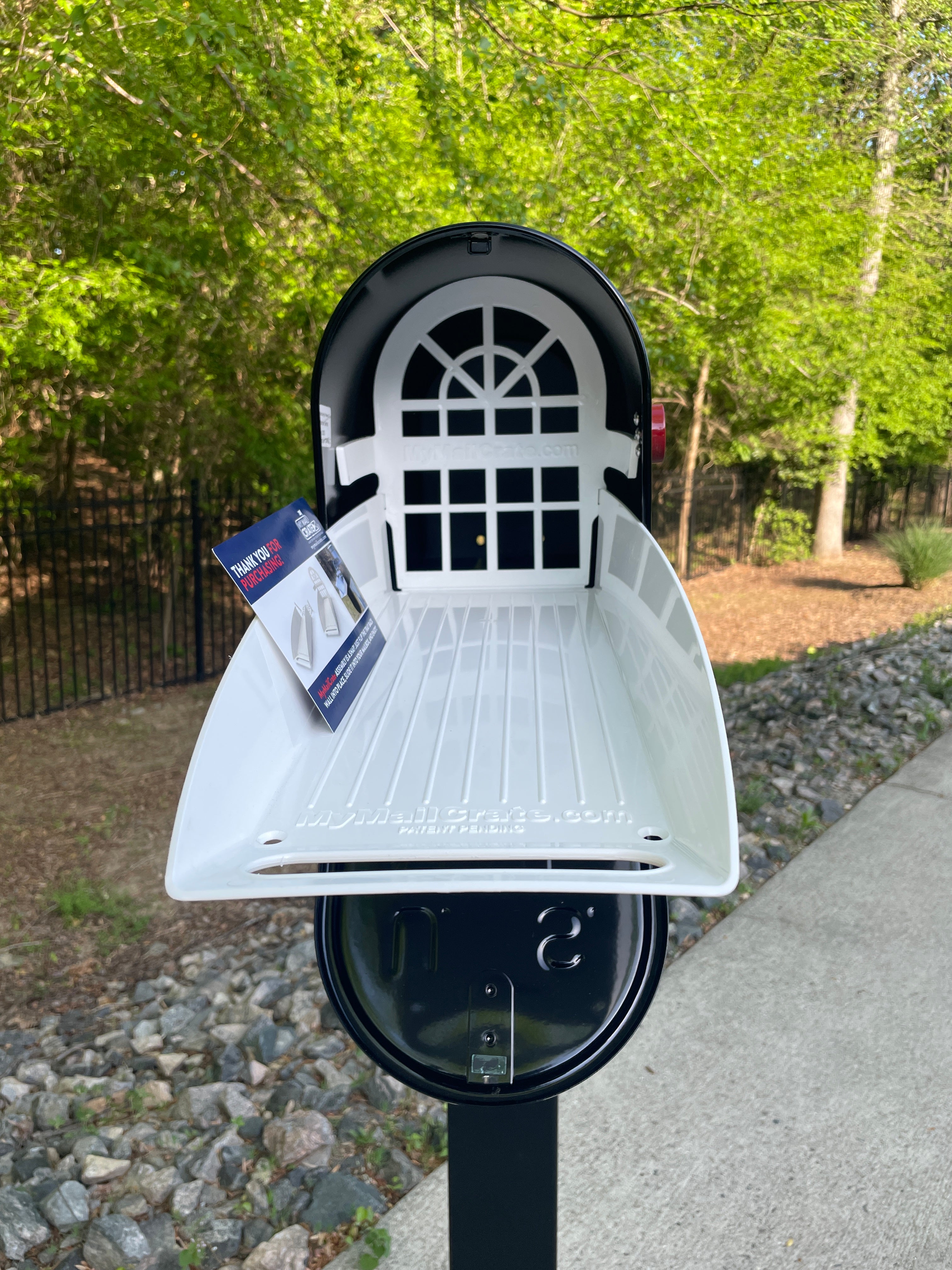 Large Custom Mailbox - Red Barn - With MyMailCrate Sliding Mailbox Tray, Mailbox Insert, Extender
