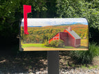 Large Custom Mailbox - Red Barn - With MyMailCrate Sliding Mailbox Tray, Mailbox Insert, Extender