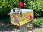 Large Custom Mailbox - Red Barn - With MyMailCrate Sliding Mailbox Tray, Mailbox Insert, Extender