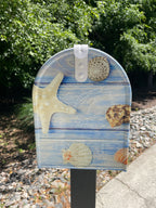 Large Custom Mailbox - Seashell - With MyMailCrate Sliding Mailbox Tray, Mailbox Insert, Extender
