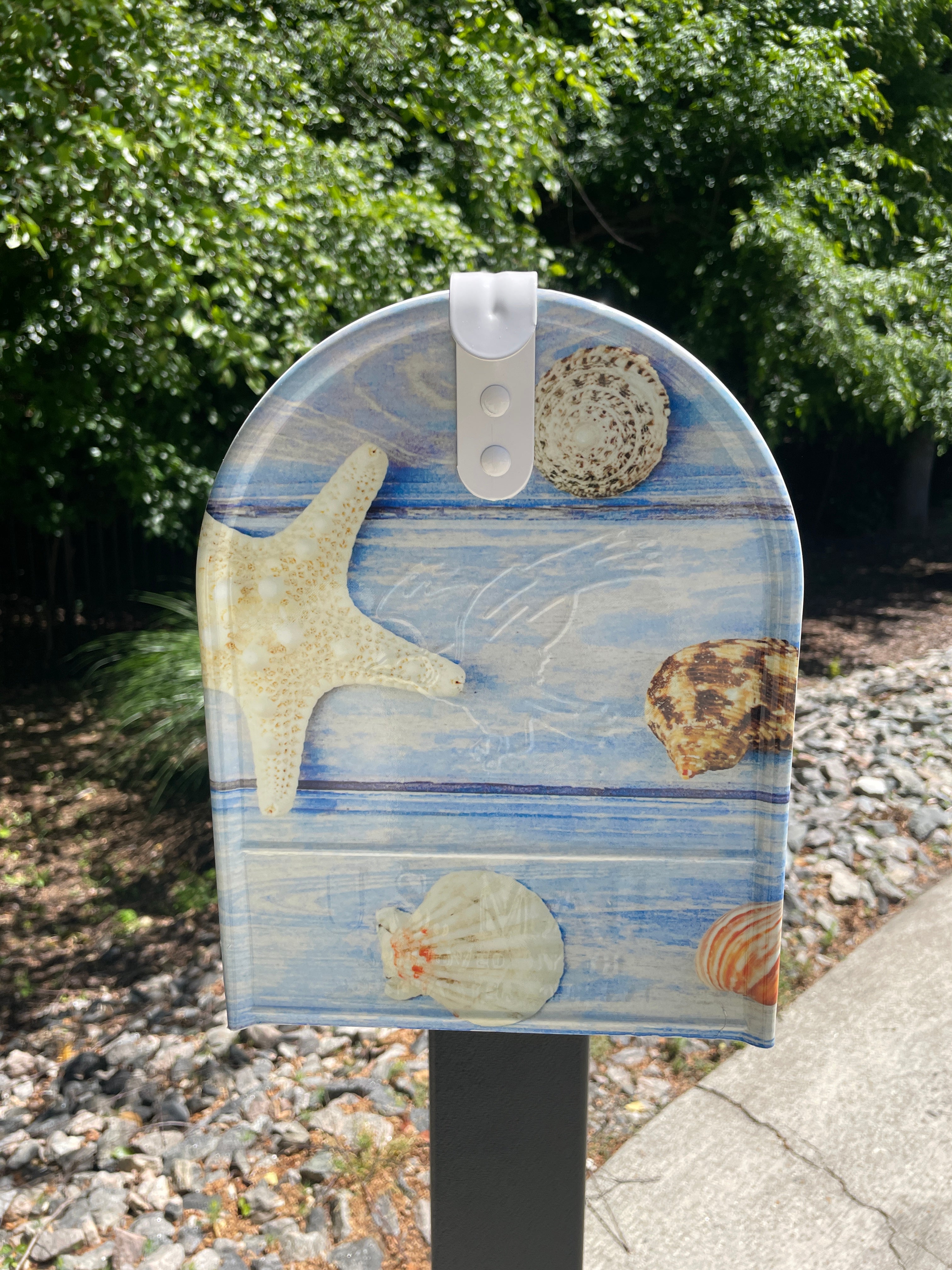 Large Custom Mailbox - Seashell - With MyMailCrate Sliding Mailbox Tray, Mailbox Insert, Extender