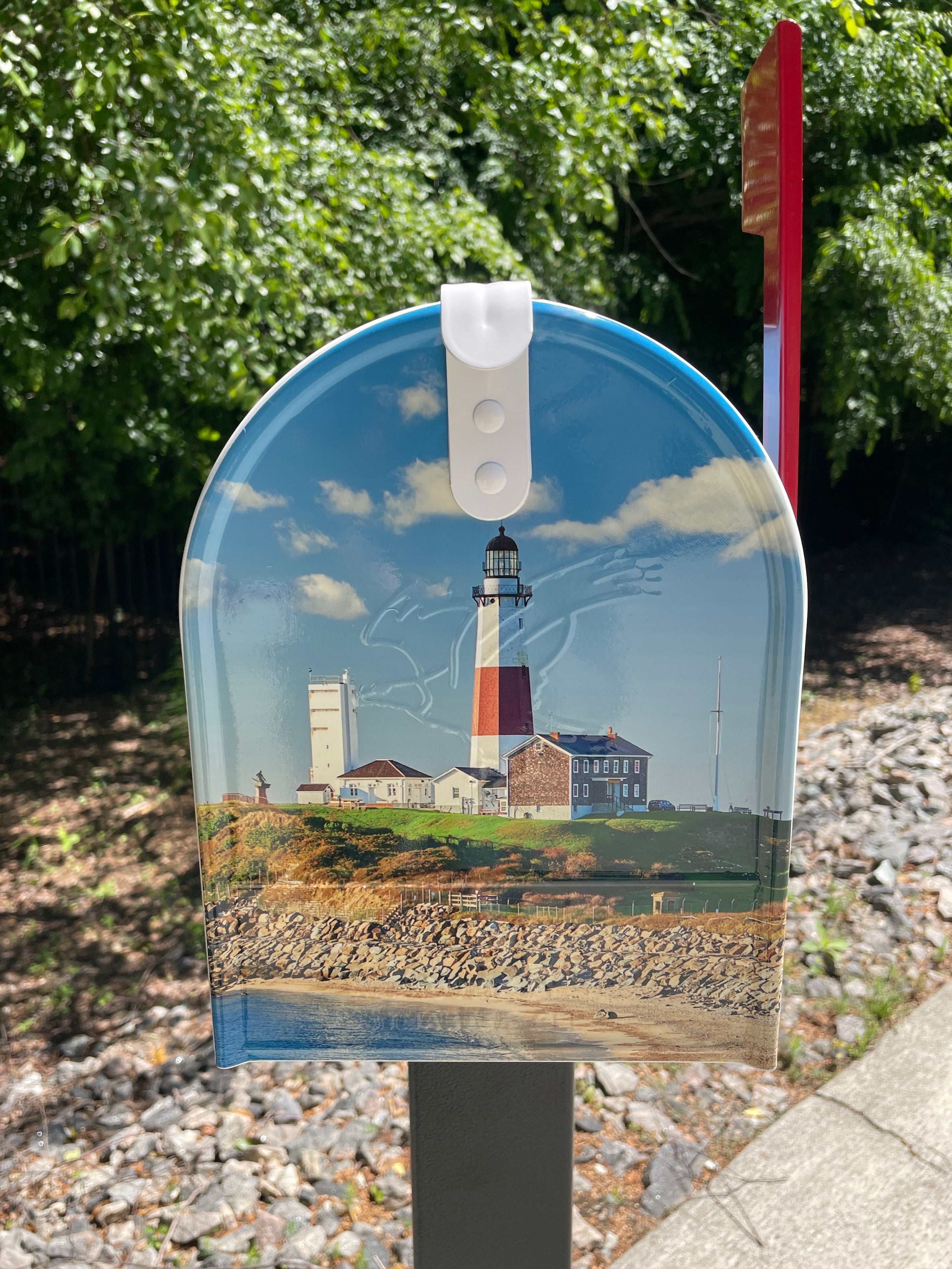 Large Custom Mailbox - Lighthouse - With MyMailCrate Sliding Mailbox Tray, Mailbox Insert, Extender