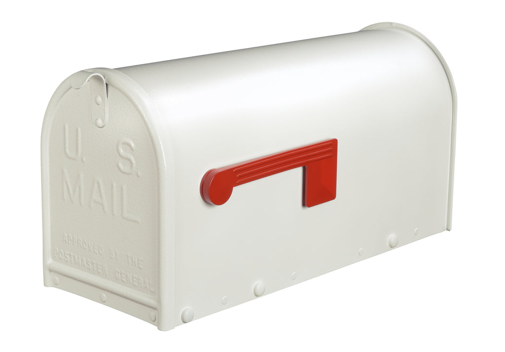 Deluxe Large Mailbox - White Textured - With MyMailCrate Sliding Mailbox Tray, Mailbox Insert, Extender