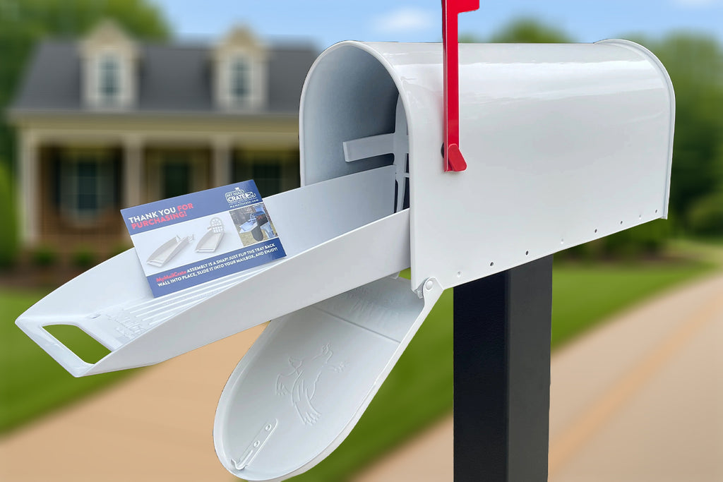 Standard Large Mailbox - White - With MyMailCrate Sliding Mailbox Tray, Mailbox Insert, Extender