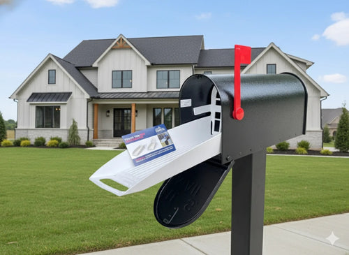 Standard Large Mailbox - Black - With MyMailCrate Sliding Mailbox Tray, Mailbox Insert, Extender